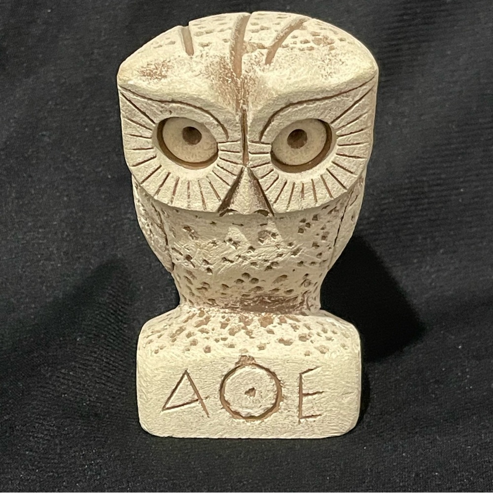 AOE Greece Owl Statue Handmade of Porous Stone #7